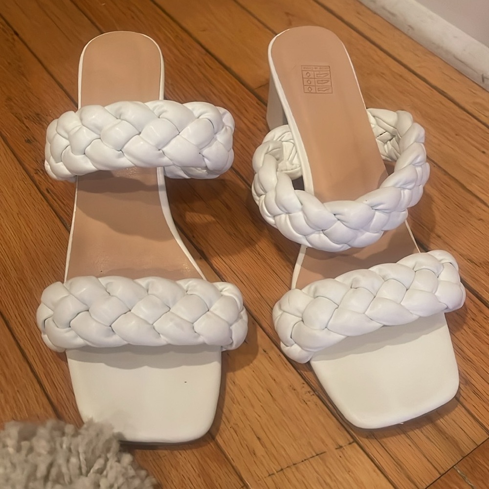 White Chunky Heeled Sandals